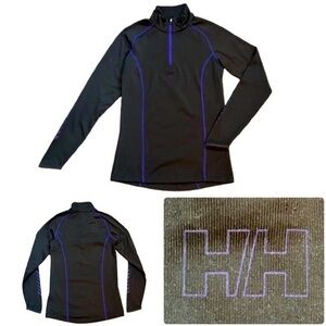 Helly Hansen Black and Purple Fitted Long Sleeve 1/2 Zip Pullover